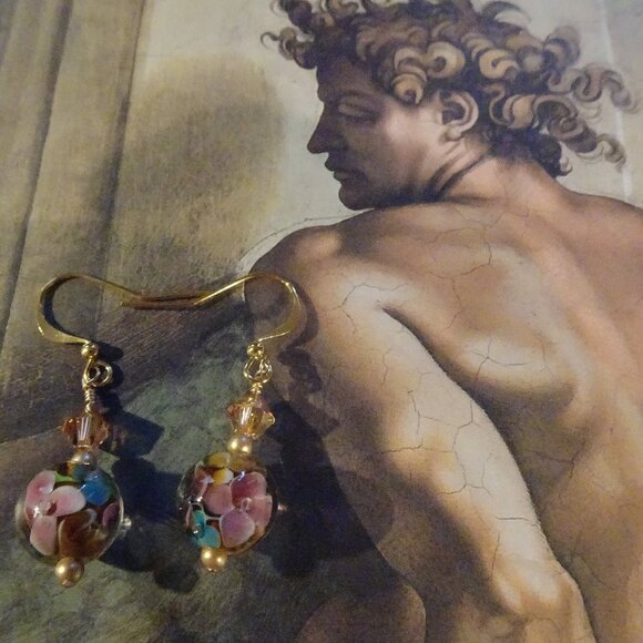 Lampwork earrings in petite 12 mm. Czech beads & Austrian crystals in six colors - Picture 14 of 16